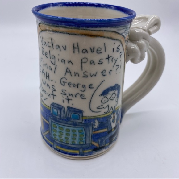 Tom Edwards Vintage Political Pottery Mug George Bush Life Line - Picture 1 of 6